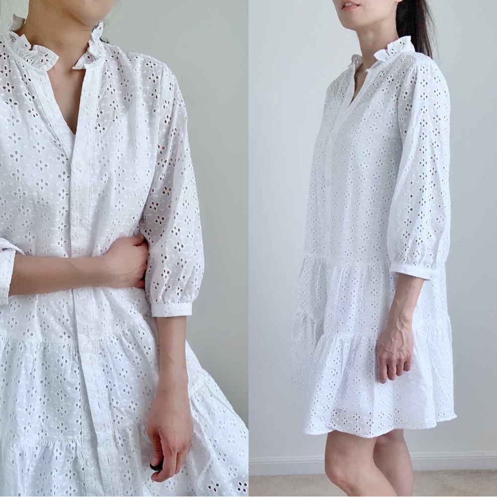 WHITE EYELET BUTTON DOWN DRESS - Picture 5 of 6